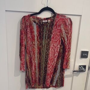 Red and Brown Long Sleeve Women's Top